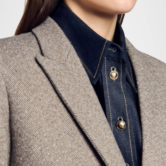 Sandro Womens Aurora Single-Breasted Blazer - Size 38 / Size 6 - Picture 2 of 10